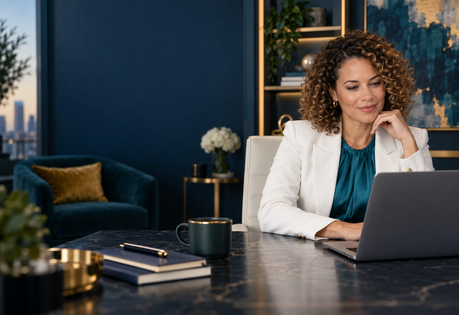 Business owner leading her company with confidence